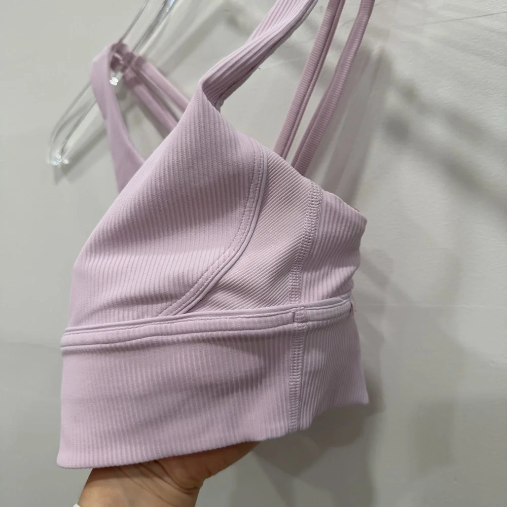 Lululemon Ribbed Energy Bra Long Line Medium Support B-D Cup Lavender Size 4